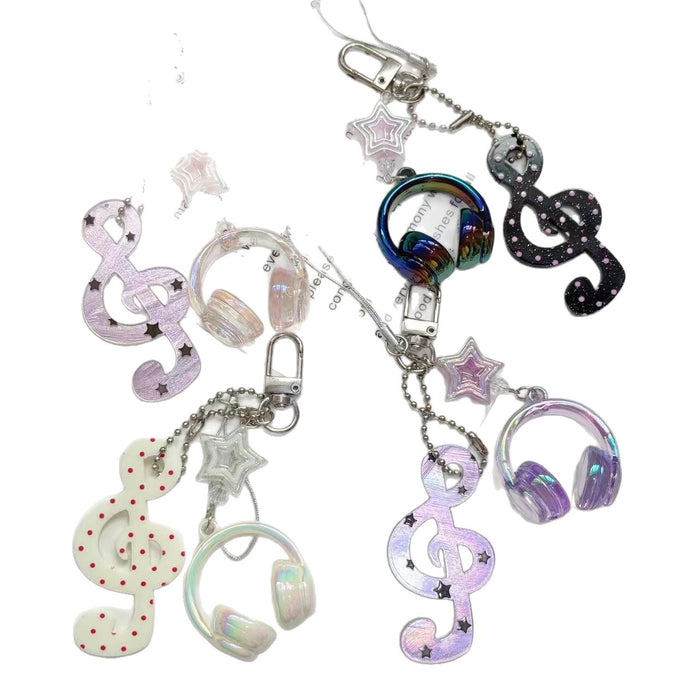 Wholesale Vintage Music Note Star Acrylic Keychain Bag Charm Trendy Accessory Gift