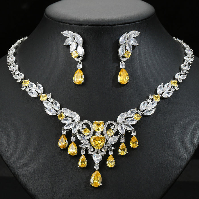 Wholesale Fashion Zircon Necklace Earrings Jewelry Accessories Shining