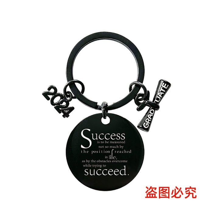 Wholesale Graduation Season Gift Round Stainless Steel Keychain JDC-KC-GangGu049