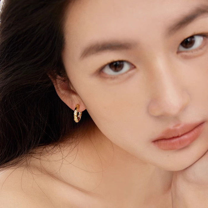 Wholesale Broken series diamond inlaid niche high-end ring earrings, simple and luxurious earrings