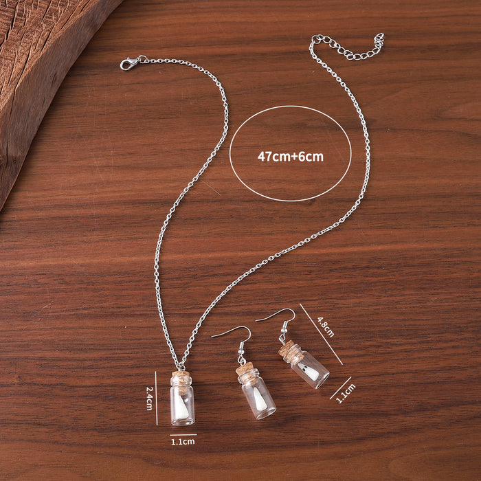 Wholesale  luminous ghost small pendant earrings necklace for women Luminous ghost exquisite drift bottle