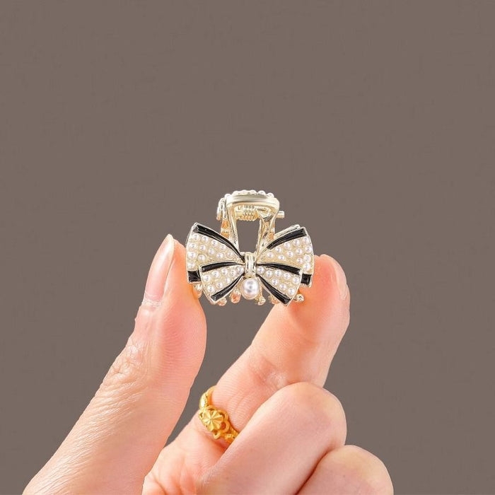 Wholesale gripper side bangs clip small size pearl hairpin bow Princess head clip