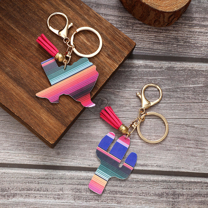 Wholesale Tassel Rainbow Leather Keychain JDC-KC-MingM001