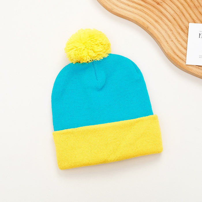 Wholesale New Color-Blocked Large Head Circumference Woolen Hats Autumn and Winter Fur Ball Knitted Hats Winter Warm Hats