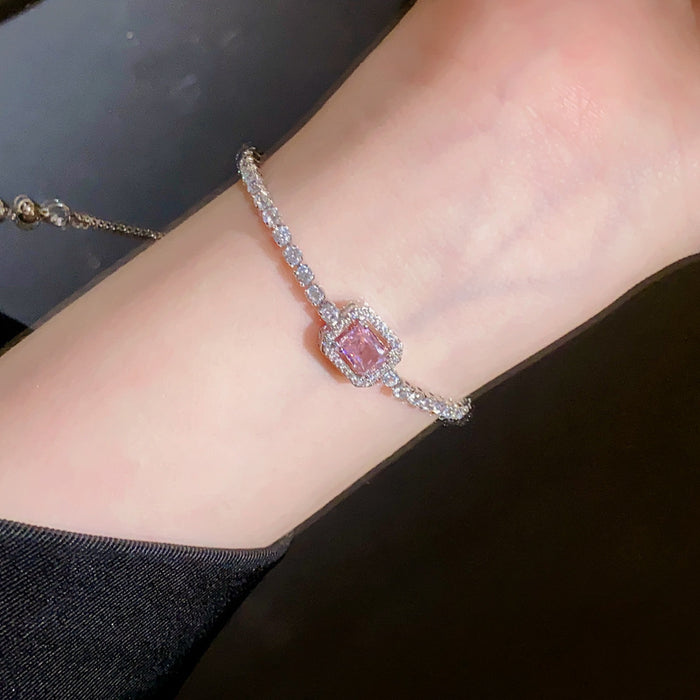 Wholesale Pink Zircon Geometric Round Pull-out Bracelet