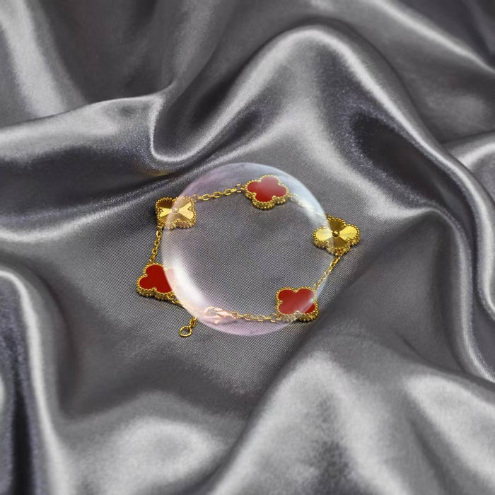 Wholesale Stylish Four Leaf Clover Bracelet In Gold Stainless Steel Chic Gift For Everyday Wear