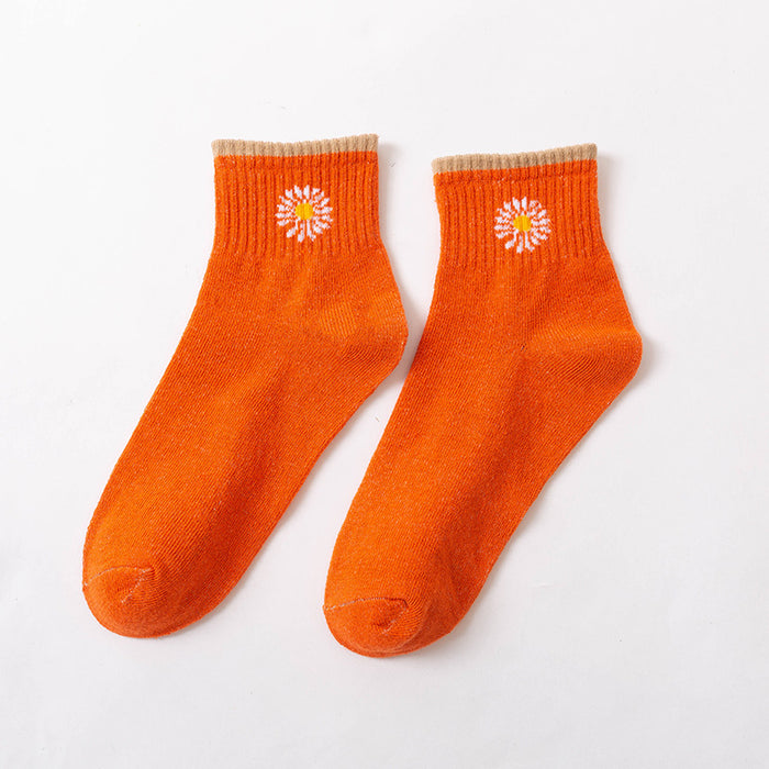 Wholesale of 10pcs Medium Tube Chrysanthemum Socks JDC-SK-Miqi002