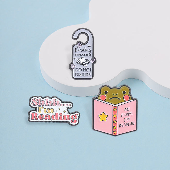 Wholesale Trendy Bookish Frog Brooch Go  I M Reading Enamel Pin For Reading Enthusiasts