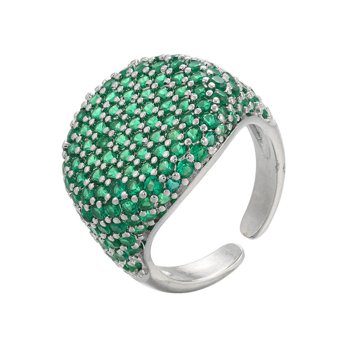 Wholesale Adjustable circular full diamond ring with adjustable opening
