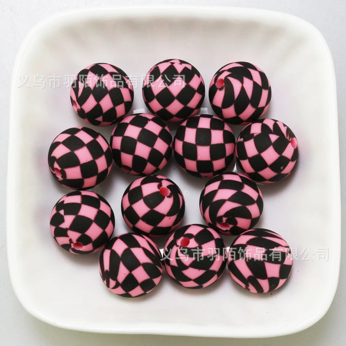 Wholesale 50pcs 15mm Grid Silicone Balls JDC-BDS-HongZhou012