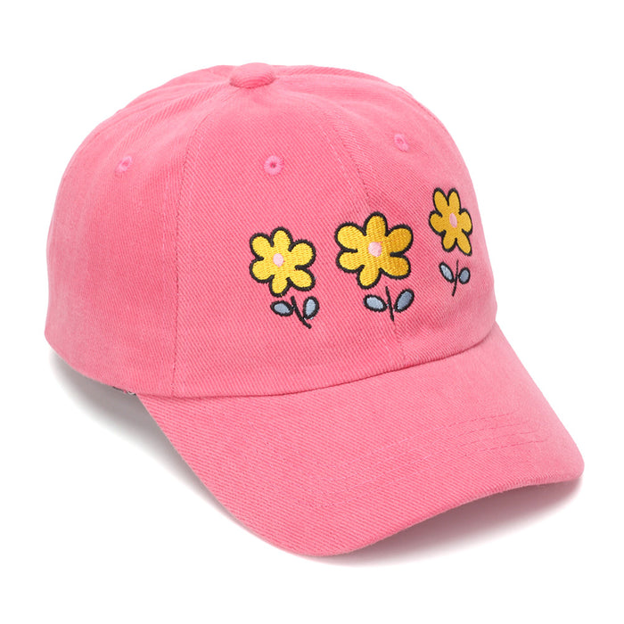 Wholesale Embroidered Flower Baseball Cap for Girls - Trendy Sun Hat with Curved Brim