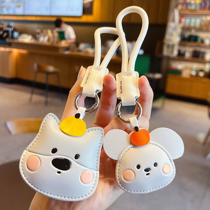 Wholesale PU Leather Dog Cartoon Keychain Pendant Car Keyring Accessory Boutique Gift