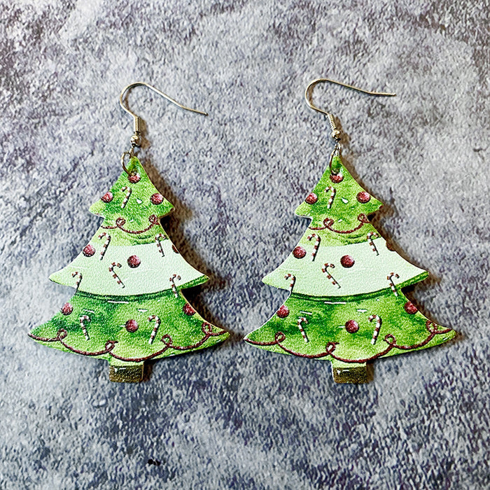 Wholesale Christmas earrings leather Christmas Tree Holiday earrings
