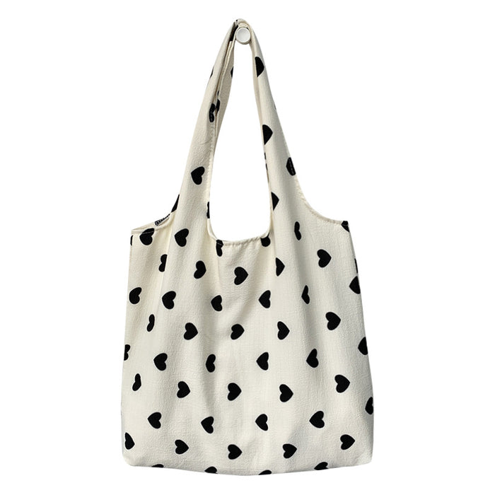 Wholesale Artistic texture love canvas shoulder vest bag, large capacity handbag, makeup bag