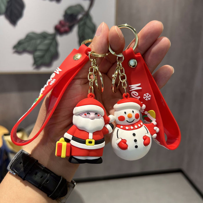 Wholesale PVC Santa Claus Christmas Tree Cartoon Doll Keychain JDC-KC-WuYi137