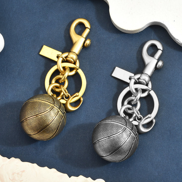Wholesale Retro Distressed Basketball Keychain Alloy Bag Charm Stylish