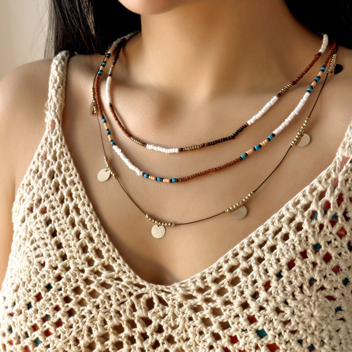 Wholesale Bohemian style beaded necklace suit multi-layer clavicle chain jewelry