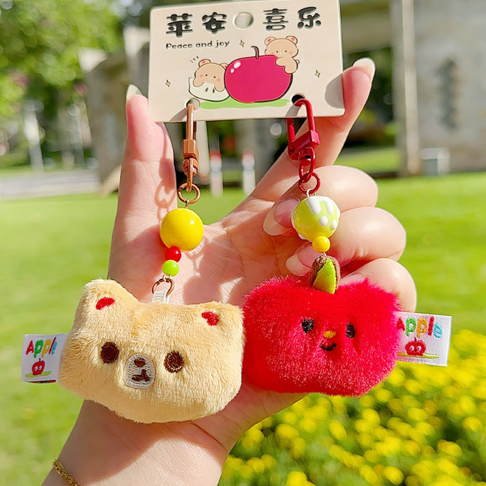 Wholesale Half Apple Plush Pendant Couple Keychain