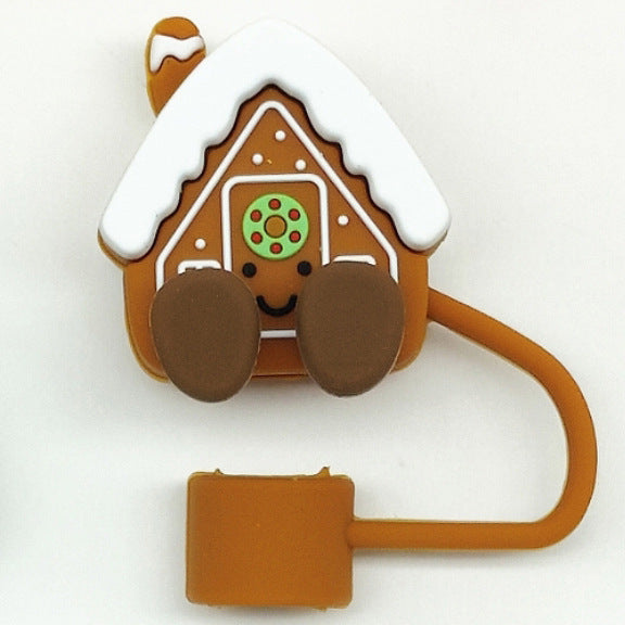 Wholesale 10pcs Straw Cover Food Grade Silicone Christmas Straw Cap  Dustproof Silicone Cover Straw Plug