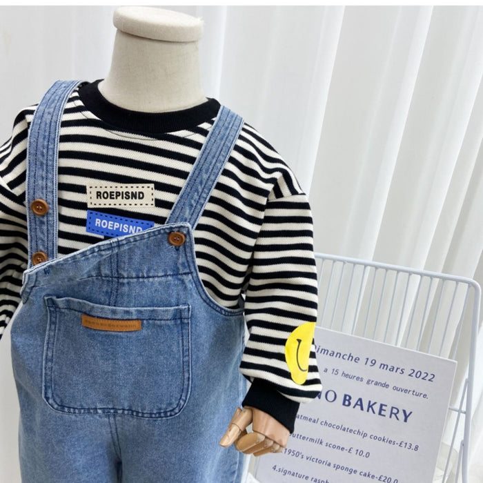 Wholesale spring and autumn clothing popular children's suspenders small and medium-sized children's baby trendy jeans