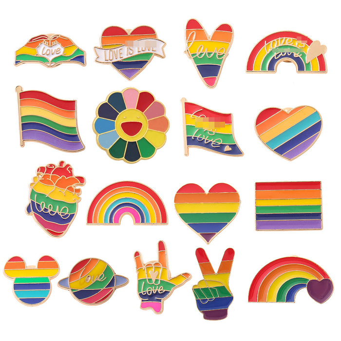 Wholesale Rainbow Heart Letter Brooch