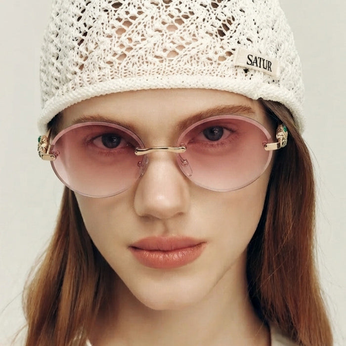 Wholesale Oval Frameless Retro Hip Hop Sunglasses for Travel Outdoor Trendy