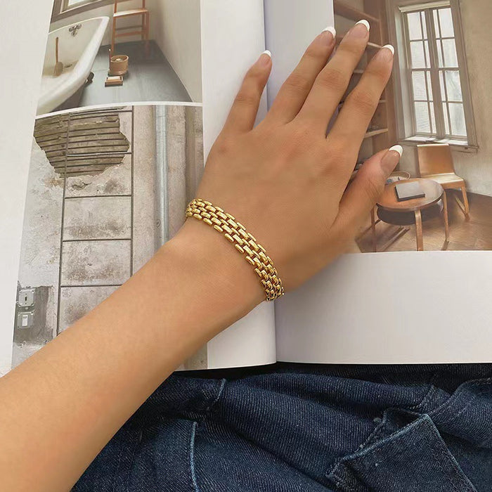 Wholesale New Product Pendant Personalized Titanium Steel Gold Plated Weaving Style Bracelet