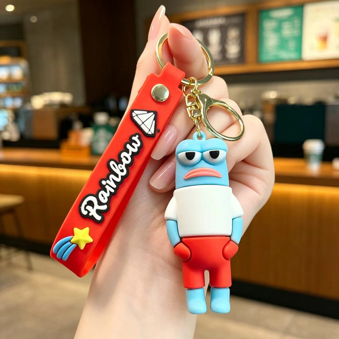 Wholesale Bottom Silly Fish Keychain Funny PVC Cartoon Pendant MOQ≥2