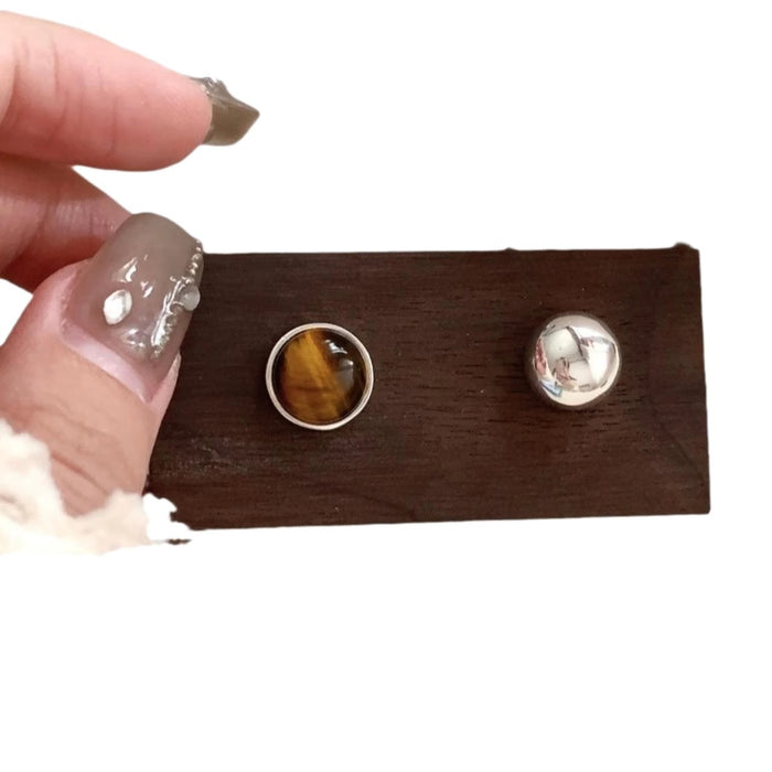 Wholesale Earrings for Women Round Asymmetrical Style Tiger Eye Stone Earrings