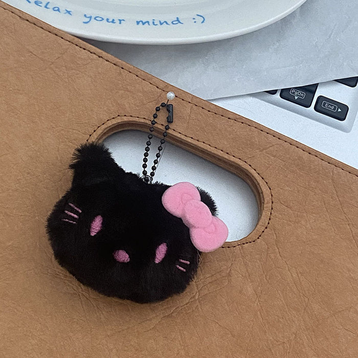 Wholesale New Cute Plush Black Pink Bow Doll Bag Accessories Small Pendant Pendant Keychain