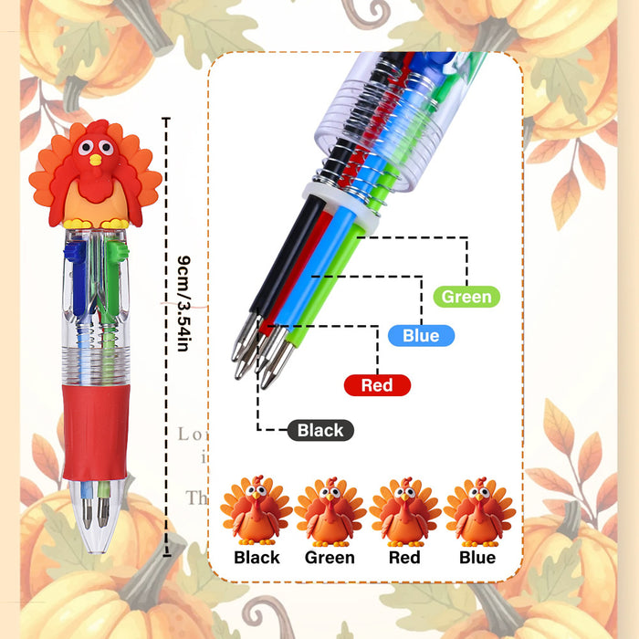 Wholesale Cute Thanksgiving Mini Four-color Ballpoint Pen Children' s Multicolor Hand Journal Marker Pen Student Stationery