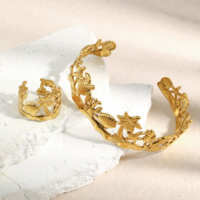 Wholesale Gold-Plated Stainless Steel Bracelet with Marine Elements