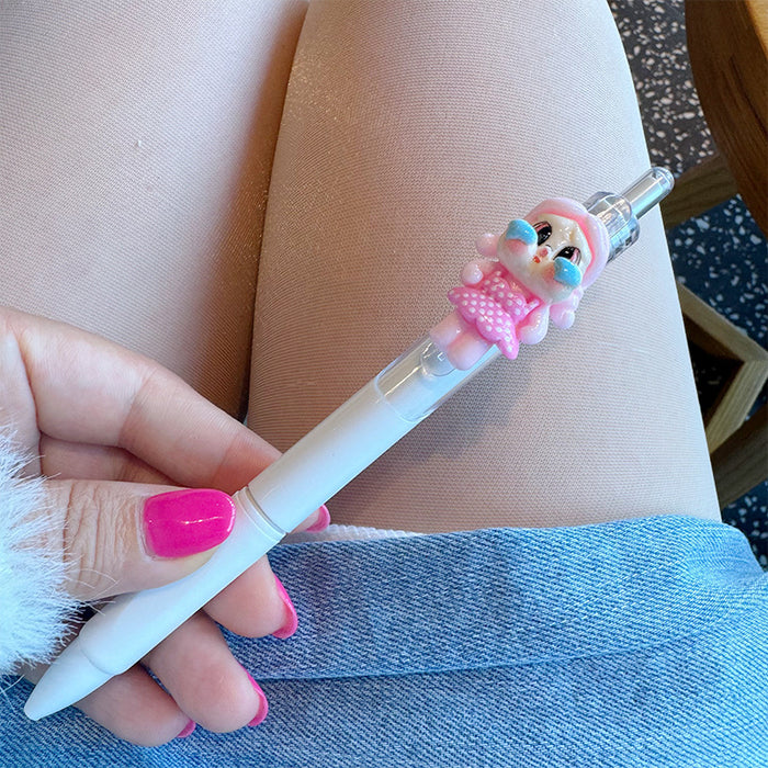 Wholesale New Children' s Gel Pen Cute  Head High Color Value Pendant Pen Student Writing Press Pen