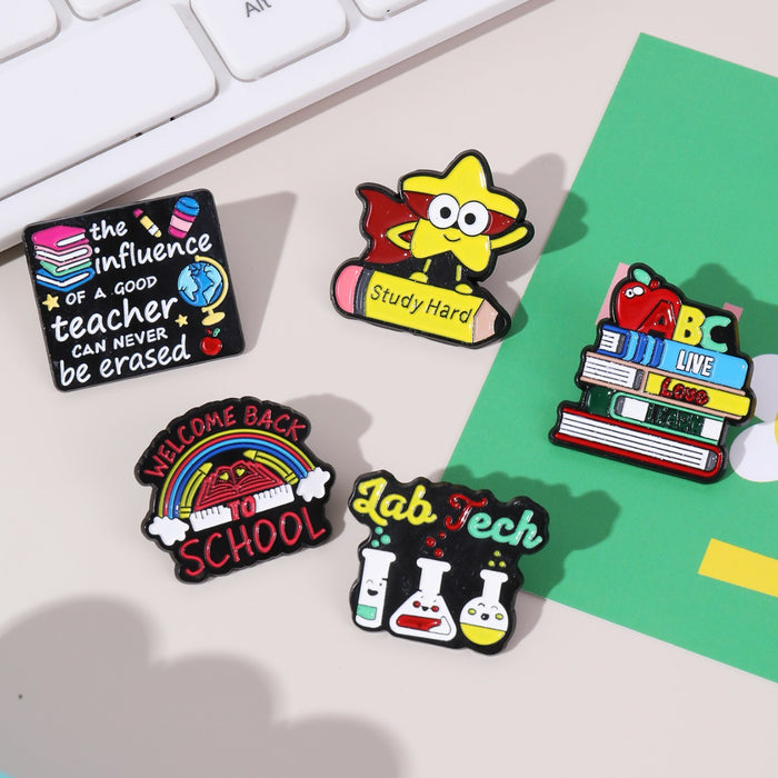 Wholesale Back to school season cartoon brooch colorful book metal decorative badge