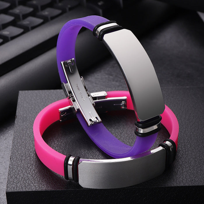 Wholesale Titanium steel personalized engraved sports basketball men's bracelet, silicone stainless steel couple bracelet