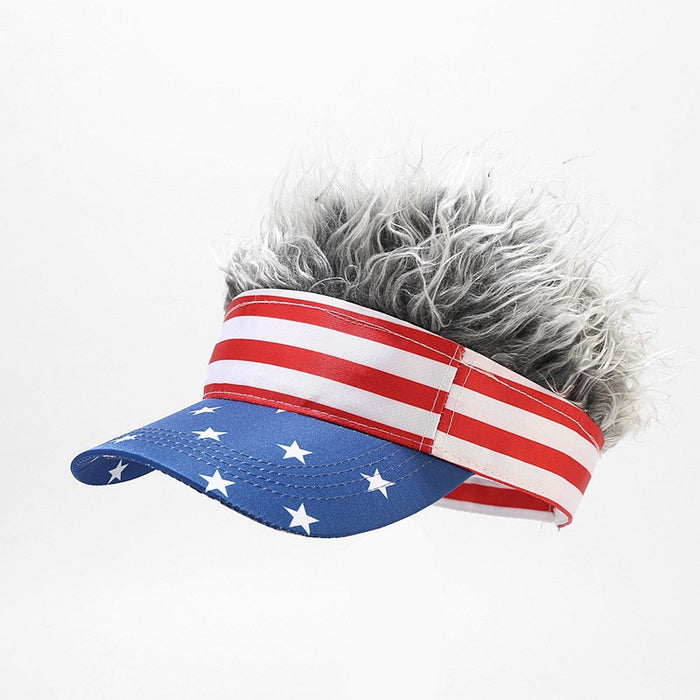 Wholesale American flag five-pointed star striped wig baseball cap