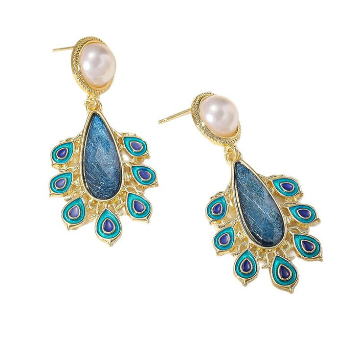 Wholesale French Vintage Rhinestone Pearl Drop Earrings Alloy Geometric MOQ≥2
