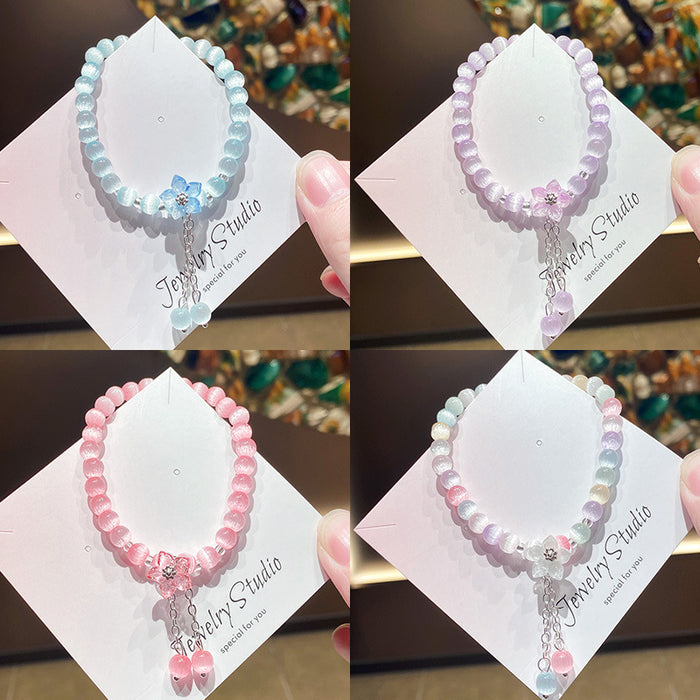 Wholesale Glass Cat Eye Flower Bracelet - Women' s Fashion Jewelry Accessory MOQ≥3