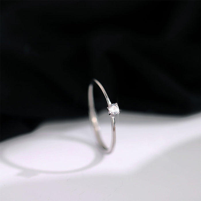 Wholesale Single diamond ring, silver, minimalist, niche, open mouth ring, light luxury, index finger ring, ring