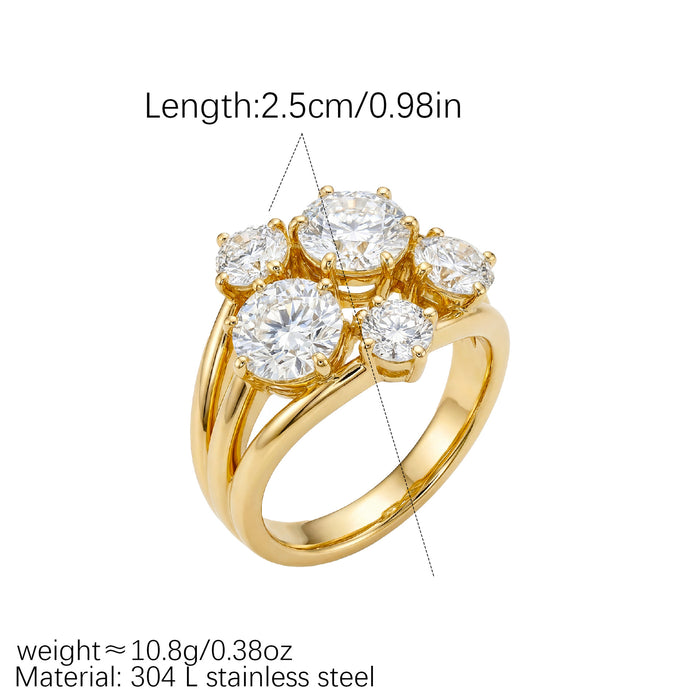 Wholesale Stainless steel Multi-Diamond Ring