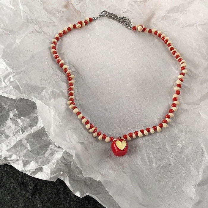 Wholesale  beaded  apple nuclear necklace  clavicle chain all-match niche  necklace