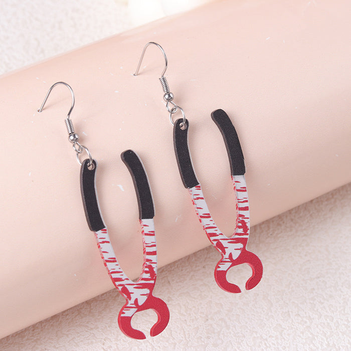 Wholesale Blooded Pliers Knife Acrylic Earrings Exaggerated Earrings Ear Jewelry