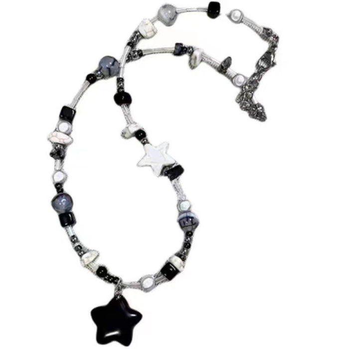 Wholesale Black star beaded necklace for women