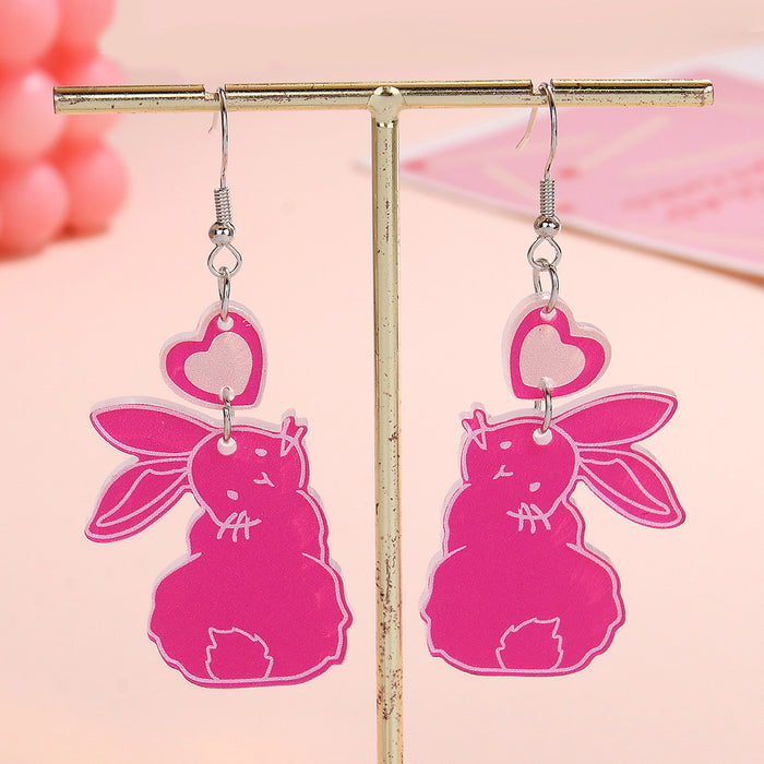 Wholesale Easter Rainbow Eggs Love Rabbit Earrings Cute Ghost Colorful Acrylic Earrings Sweet Earrings