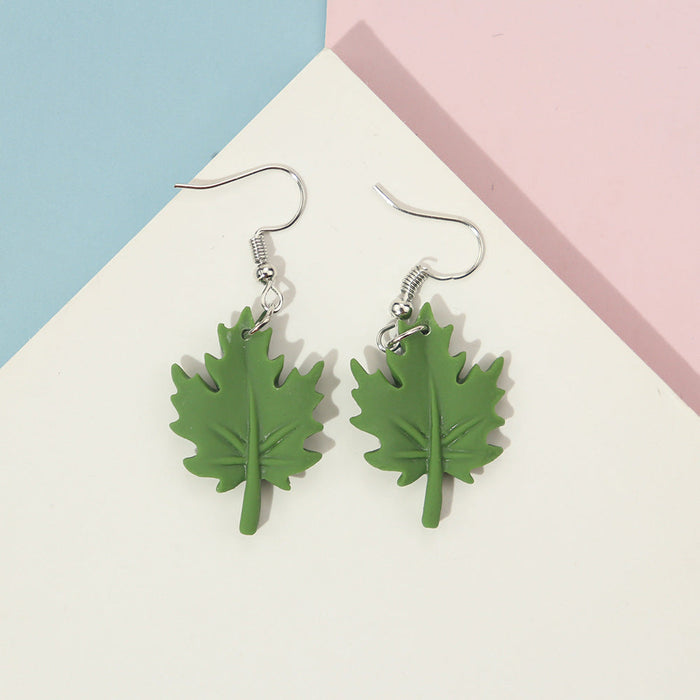 Wholesale Earrings Resin Four Leaf Clover Ginkgo Leaf Maple Leaf Banana Leaf JDC-ES-niqing011