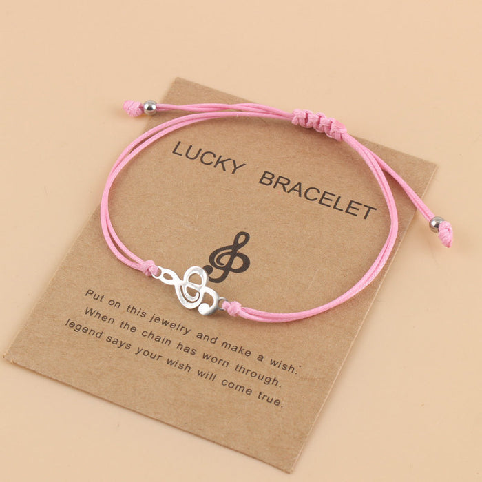 Wholesale Woven Adjustable Wax Line Bracelet Stainless Steel Music Symbol Bracelet