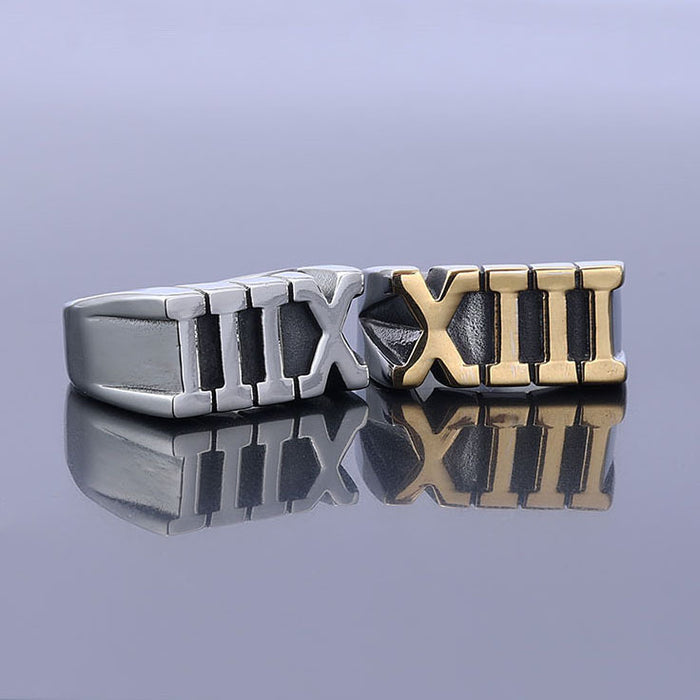 Wholesale Stainless Steel Simple Roman Numeral XIII Ring JDC-RS-MoEr004