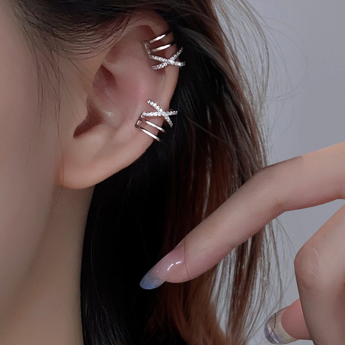 Wholesale No ear hole ear clip for women, light luxury, high-end feeling. Ear bone clip with multiple layers of earrings