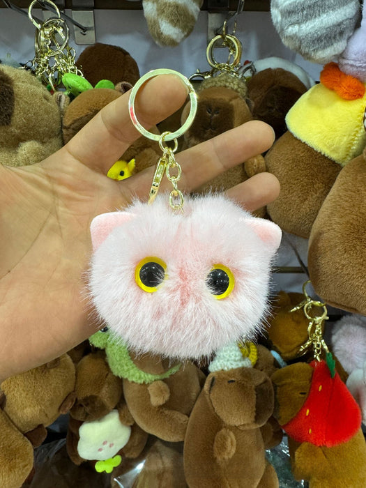 Wholesale plush cartoon cat head pendant cute animal Keychain Car bag key chain fashion small gift