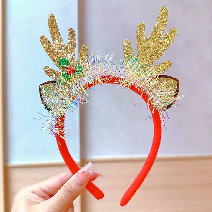 Wholesale Christmas Headband Christmas Antlers Hair Stamp Headwear Holiday Decorative Gift Big Bow Headband Hair Accessories Headwear